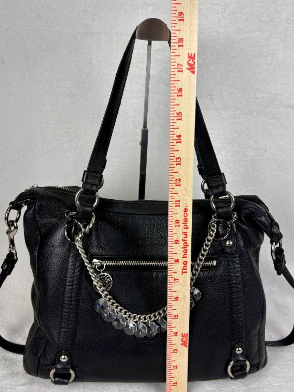 Coach Alexandra Bag in Black Pebble Leather with Chain - Picture 12 of 16
